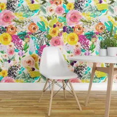 آبرنگ کاغذ دیواری گل شکوفه های پاییزی Giant Bright توسط |  اتسی