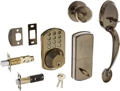 MiLocks BTF-02AQ Digital Deadbolt Door Lock and Passage Handle Set Combo با ورودی بدون کلید از طریق صفحه کلید برای درب های خارجی ، برنج آنتیک