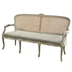 Finley French Country High Grey Grey Brown Wood Setty Loveseat