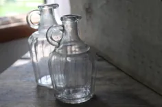 بطری های شیشه ای عتیقه ، پارچ شربت پرنعمت اوایل دهه 1900 ، کوزه شیشه ای شفاف