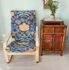 پوشش کوسن صندلی جدید IKEA Poang جنگل گرمسیری آبی |  اتسی