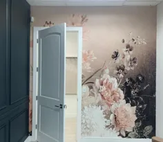 کاغذ دیواری بژ گل کاغذ دیواری متحرک یا دیوار معمولی |  اتسی