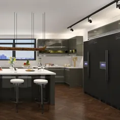 طراحی کابینت اروپایی کابینت آشپزخانه لمینیت براق سفید براق