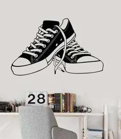 کفش های کتانی وینیل دیواری کفش نوجوان فروشگاه های کفش برچسب های اتاق نوجوانان هدیه بی نظیر (726ig)