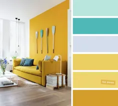 نعناع + فیروزه ای + خردل - بهترین طرح های رنگی اتاق نشیمن
