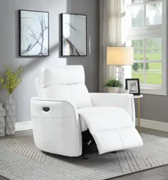 صندلی چرمی چرمی باند شده سفید سسلیا پاور