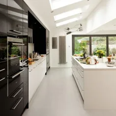 آشپزخانه سیاه و سفید براق |  ایده های آشپزخانه مدرن |  خانه ایده آل