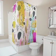 پرده حمام اسپلترز طلای سیاه صورتی مدرن |  Zazzle.com