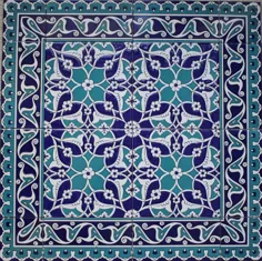 مجموعه ای از پنل های کاشی و سرامیک نقاشی دیواری آبی و سفید 24 "x24" ترکی Iznik