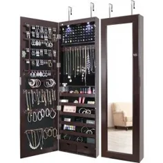TWING Jewelry Armoire Cabinet Cabinet Wall Door Mounted Jewellery Armoire with تمام طول آینه قفل شو بزرگ جواهر ساز (سفید) - Walmart.com