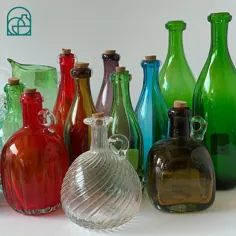 بطری های شیشه ای رنگی دست ساز(رنگ تغییر نمیکند)
قابل استفاده برای ابلیمو،سرکه،سس و ...
.
اسلاید اول 
بطری های موزه ای ارتفاع ۱۴ تا ۱۷ سانتیمتر
قیمت ۶۰/۰۰۰ تومان
.
بطری یخچالی(سبز رنگ)
ارتفاع۲۲ 
قیمت ۱۱۰/۰۰۰
.
اسلاید دوم
پارچ شیشه ای 
ارتفاع ۱۶ و قطر دهانه ۵
