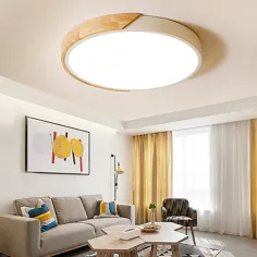 چراغ سقفی چوبی شکل فلزی و اکریلیک متوسط ​​و سبک درام مینیمالیستی LED با رنگ مشکی قابل تنظیم
