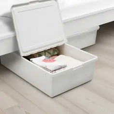 SOCKERBIT جعبه ذخیره سازی با درب ، سفید ، 19 3⁄4x30 1⁄4x7 1⁄2 "- IKEA