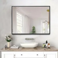 آینه های بزرگ مستطیل مشکی بزرگ مدرن برای آینه غرور حمام (39x30)