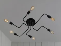 آویز لوستر عنکبوتی سقفی صنعتی 6 چراغ |  اتسی