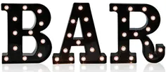 BAR - تابلوی علامت گذاری شده با علامت خیمه روشن - علامت تابلوی LED با تابلوی روشنایی - باتری تابلوی علامت میله میخانه پیش روشن (23.03 در x 8.66 اینچ) (BAR سیاه)