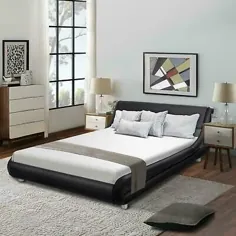 تختخواب فلزی تختخواب فلزی اندازه کامل اتاق خواب پلت فرم w / سر صفحه سیاه