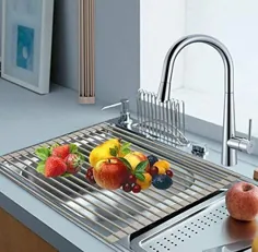 سینک ظرفشویی آشپزخانه از جنس استنلس استیل Plantex میوه خشک کردن سبزیجات و قفسه خشک کن تاشو