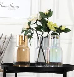 گلدان شیشه ای کهربا / خاکستری آبکاری برقی کلاسیک با کیفیت عالی