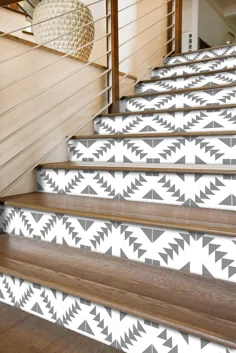 برچسب های Stair Riser - کاغذ دیواری های کاشی متحرک Stair Riser - بسته زیگزاگ 6 تایی به رنگ خاکستری - نوارهای دکلره ای Peel & Stick Riser Riser - 48 "