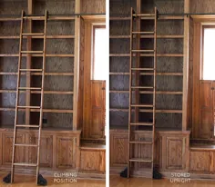 قفسه های کتاب ساخته شده و نردبان نورد در کتابخانه - آن را دوست داشتنی می کند