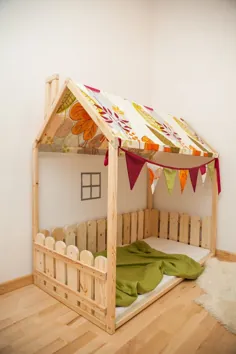تختخواب به شکل تختخواب تخت مونته سوری تختخواب چوبی قاب چوبی خانه |  اتسی