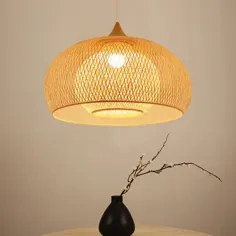 سایه های لامپ لوستر بافته شده چراغ های سقفی آویز بامبو