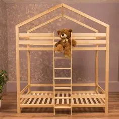 تختخواب کودک تخت کودک نوپا چادر بازی تخت کودک تختخواب چوبی خانه |  اتسی