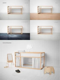 مجموعه مدل های خلاقیت اتاق خواب کودکان Ikea Kura ، عکس برگردان مخصوص تخت خواب Kura ، مدل ساخت Playhouse ، لوازم تختخواب ، دکوراسیون اتاق کودک ، افزودن اسباب بازی ، PSD