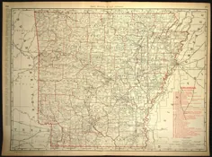 آرکانزاس نقشه آرکانزاس نقشه راه آهن دیوار دکور هنر EXTRA LARGE اصلی عتیقه ایده اصلی هدیه عروسی برای او چاپ جهان قدیمی