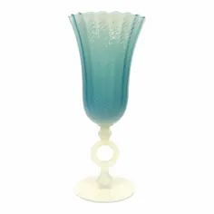 گلدان شیشه ای Art Deco Vintage Opalescent Blue French Art