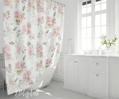 پرده دوش گلدار دکوراسیون حمام مدرن Shabby Chic |  اتسی