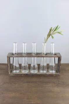 قفسه بطری گلدان رومیزی با 5 بطری شیشه ای 13 اینچ