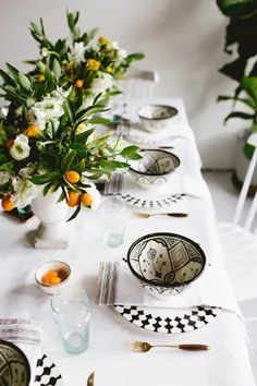 یک میز رومیزی مرکبات سیاه و سفید مراکشی - کوکو کلی