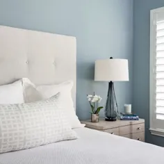 رنگهای مورد علاقه آبی - سبز - خاکستری مناسب برای یک اتاق خواب آرام - طراحی شده
