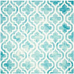 فرش دستمال کاغذی کاشی مراکشی Dip Dye - فیروزه ای / مربع 7 فوت