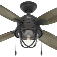 پنکه سقفی آهنی طبیعی داخلی و خارجی LED Hunter Barnes Bay 52 in with Light Light-59560 - The Home Depot