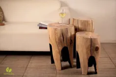 مبلمان چوبی ، میز کنده درخت ، میز چوب ، مبلمان خانه مزرعه ، چهارپایه چوبی ، چوب اصلاح شده ، میز قهوه ، میز روستیک ، صندلی استامپ