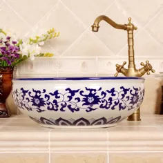 299.0US $ | China Artistic Procelain Handmade Europe Vintage Lavabo Washbasin دستشویی سرامیکی ظرفشویی ظرفشویی بالا سرامیک حوضچه شستشوی بیضی شکل | حوضه شستشوی گرد | پیشخوان ظرفشویی - AliExpress