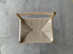 چهارپایه جامد نوار بلوط با صندلی بند ناف دانمارکی