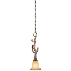 Cascadia Aspen Pine Tree Rustic Tented Glass Bell Mini Pendant Light Lowes.com