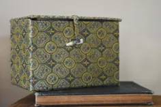 جعبه پارچه ای شرقی طلای سبز با درب و کوچک |  اتسی