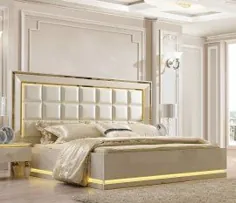 مجموعه اتاق خواب سنتی 5 عدد PCS در طرح چرم سفید به سبک سنتی Homey Design HD-9935