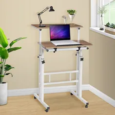 میز لپ تاپ رایانه ای 2 ردیف میز ایستاده متحرک ، میز ایستاده چند منظوره ، میز نشستن و استند قابل تنظیم با ارتفاع ، میز کار دفتر خواندن زندگی در خانه - Walmart.com