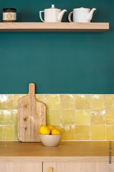 Gelbe Fliesen an der Küchenrückwand |  کارخانه موزاییک