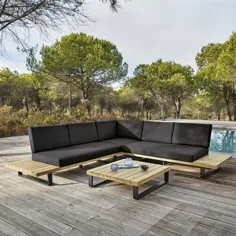 ست صندلی باغی 4-5 نفره ساخته شده از آلومینیوم و چوب اقاقیا جامد |  Maisons du Monde