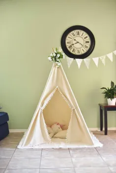 Pompom Natural Canvas Kids Teepee Play Tent Play House |  اتسی