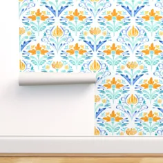 کاغذ دیواری قابل جدا شدن از پوست و استیک آبرنگ گلهای مراکش کاشی مراکش - Walmart.com