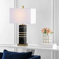 مجموعه روشنایی صفویه چراغ رومیزی 27.5 اینچی سنگ مرمر سیاه و طلای Jaxton