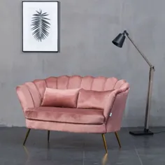 صندلی صندلی توپی مبل راحتی Blush Velvet Pink Scalloped Shell Lotus 2 Seat |  eBay